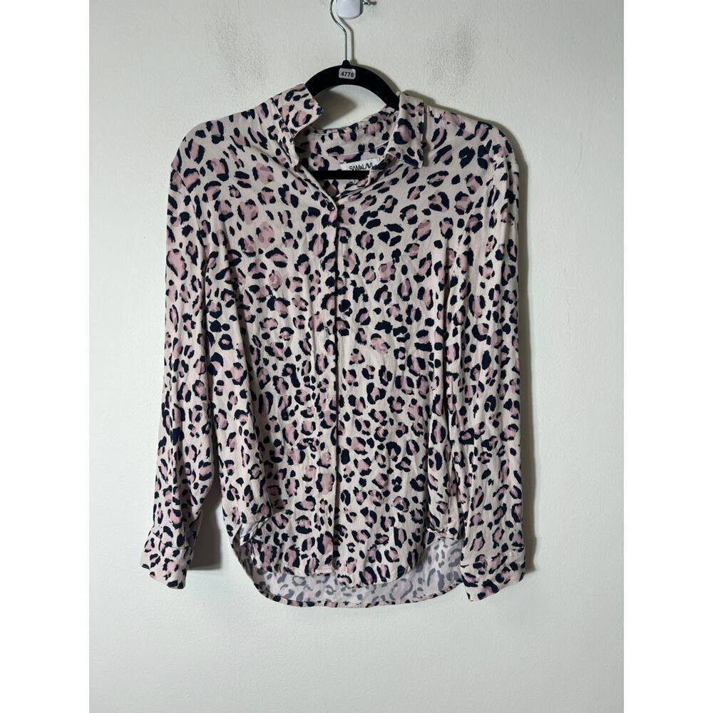 SVM & LAVI Cheetah Print Long Sleeve Top Size Small